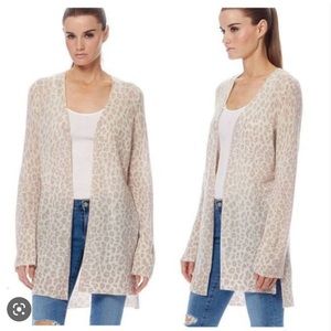 360 Cashmere pink leopard cardigan EUC